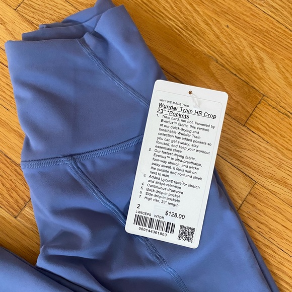 Lululemon Wunder train HR crop 23” Pockets NEW! Size 2 - Picture 2 of 5